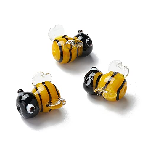 Boutigem 5 handgefertigte 3D-Bienen-Lampwork-Perlen, niedliche Bienen-Tierperlen für Schmuckherstellung, DIY-Armband, Halskette, Ohrringe, Dekorationszubehör, Geschenke, Eine gelbe Biene von Boutigem