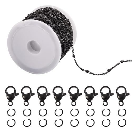 Boutigem 5 m 2 mm 304 Edelstahl-Satellitenketten, schwarzes Metall, Gliederkette mit Karabinerverschlüssen, Biegeringe für Schmuckherstellung, Basteln, Kleidung, Dekor Boutigem 5 m 2 mm 304 Edelstahl-Satellitenketten, schwarzes Metall, Gliederkette mit Karabinerverschlüssen, Biegeringe für Schmuckherstellung, Basteln, Kleidung, Dekor von Boutigem
