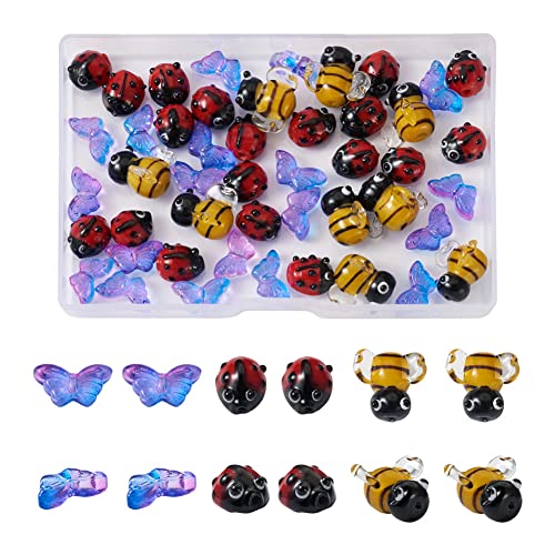 Boutigem 50 Stück 3D Bienen Marienkäfer Schmetterling Perlen Transparente Lampwork Glasperlen für Schmuckherstellung DIY Armband Halskette Ohrring Dekor von Boutigem