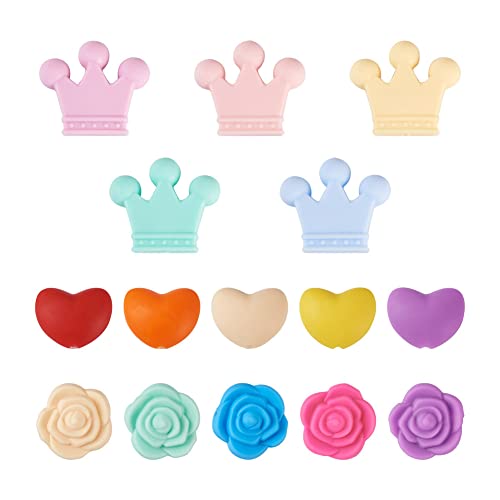 Boutigem 50 Stück Krone Herz Rose Blume Silikon Perlen für DIY niedliche Armbänder Halsketten Valentinstag Herstellung Dekor Boutigem 50 Stück Krone Herz Rose Blume Silikon Perlen für DIY niedliche Armbänder Halsketten Valentinstag Herstellung Dekor von Boutigem
