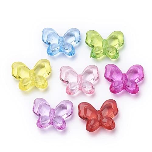 Boutigem 50 Stück Schmetterlings-Perlen aus transparentem Acryl, niedliche Schmetterlinge für Schmuckherstellung, DIY, Armband, Halskette, Ohrring, Haarschmuck von Boutigem
