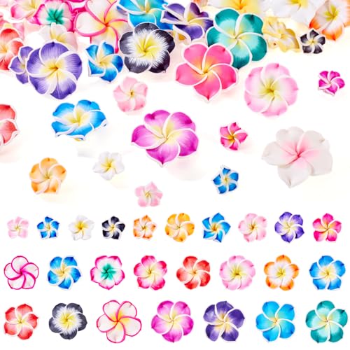 Boutigem 50 Stück sortierte 3D-Plumeria-Blumen-Perlen aus Polymerton, bunte hawaiianische Frangipani-Blumenperlen, Abstandshalter für Sommer, DIY, Basteln, Ohrringe, Armbänder, Halsketten Boutigem 50 Stück sortierte 3D-Plumeria-Blumen-Perlen aus Polymerton, bunte hawaiianische Frangipani-Blumenperlen, Abstandshalter für Sommer, DIY, Basteln, Ohrringe, Armbänder, Halsketten von Boutigem