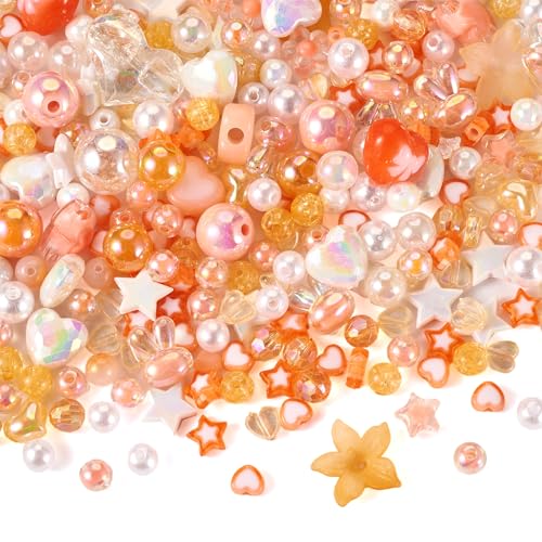 Boutigem 60 Stück Acrylperlen, sortiert, Orange, Blume, Herz, Stern, rund, Kunststoff, lose Perlen für Halsketten, Armbänder, Ohrringe, Schmuckherstellung, DIY Handwerk Boutigem 60 Stück Acrylperlen, sortiert, Orange, Blume, Herz, Stern, rund, Kunststoff, lose Perlen für Halsketten, Armbänder, Ohrringe, Schmuckherstellung, DIY Handwerk von Boutigem