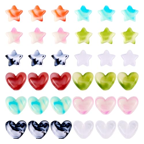 Boutigem 60 Stück Stern-Acrylperlen, 14/15 mm, Bonbonfarben, niedliches Herz-Abstandshalter, 6 Farben, lose Perlen für DIY-Halsketten, Armbänder, Ohrringe, Schmuckherstellung Boutigem 60 Stück Stern-Acrylperlen, 14/15 mm, Bonbonfarben, niedliches Herz-Abstandshalter, 6 Farben, lose Perlen für DIY-Halsketten, Armbänder, Ohrringe, Schmuckherstellung von Boutigem