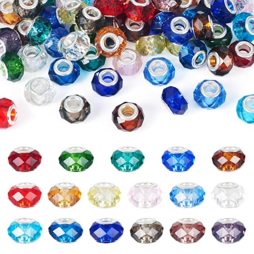Boutigem 68 Stück facettierte Rondelle-Glasperlen, transparent, europäische Perlen, 14 x 9 mm, klares großes Loch, lose Abstandshalter, Großpackung für DIY-Armbänder, Ohrringe, Schmuckherstellung, 68 Boutigem 68 Stück facettierte Rondelle-Glasperlen, transparent, europäische Perlen, 14 x 9 mm, klares großes Loch, lose Abstandshalter, Großpackung für DIY-Armbänder, Ohrringe, Schmuckherstellung, 68 von Boutigem