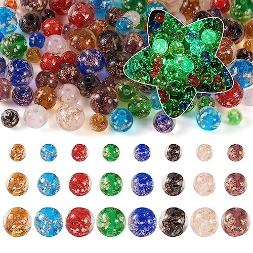 "Boutigem 96 Stück Bunte Goldsand-Lampwork-Glasperlen, leuchtende runde Kristallperlen für Armbänder, Halsketten, Ohrringe, Schmuckherstellung "Boutigem 96 Stück Bunte Goldsand-Lampwork-Glasperlen, leuchtende runde Kristallperlen für Armbänder, Halsketten, Ohrringe, Schmuckherstellung von Boutigem