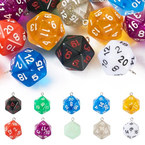 Boutigem Acryl D20 Würfel Charms Anhänger für Schmuckherstellung DIY Armband Halskette Schlüsselanhänger Tasche Handwerk Dekor, Kunststoff Boutigem Acryl D20 Würfel Charms Anhänger für Schmuckherstellung DIY Armband Halskette Schlüsselanhänger Tasche Handwerk Dekor, Kunststoff von Boutigem