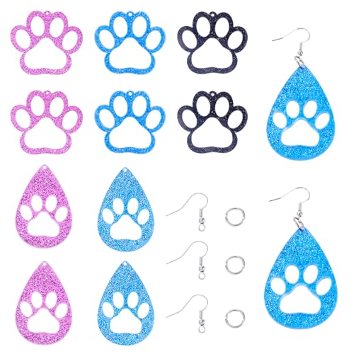 Boutigem Acryl-Ohrring-Bastelset, 20 Stück, Katzenpfotenabdruck, offene Lünetten mit Biegeringen, Haken für Ohrringe, Armbänder, Schlüsselanhänger, Schmuckherstellung Boutigem Acryl-Ohrring-Bastelset, 20 Stück, Katzenpfotenabdruck, offene Lünetten mit Biegeringen, Haken für Ohrringe, Armbänder, Schlüsselanhänger, Schmuckherstellung von Boutigem