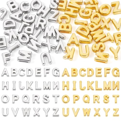 Boutigem Acrylperlen mit Buchstaben A-Z, goldfarben, silberfarben, Abstandshalter für Bastelarbeiten, Armbänder, Ohrringe, Halsketten, Schmuckherstellung, 104 Stück Boutigem Acrylperlen mit Buchstaben A-Z, goldfarben, silberfarben, Abstandshalter für Bastelarbeiten, Armbänder, Ohrringe, Halsketten, Schmuckherstellung, 104 Stück von Boutigem