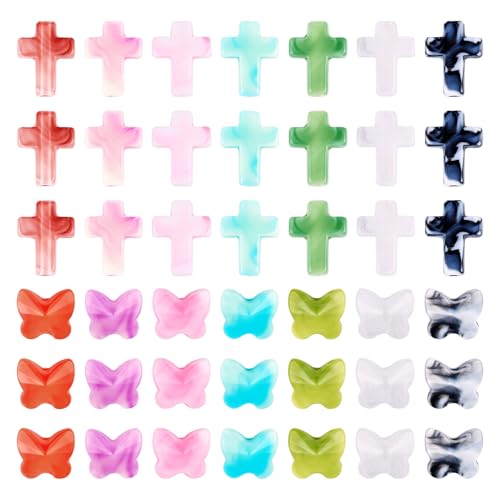 Boutigem Acrylperlen mit Kreuz-Schmetterlingen, 11/15,5 mm, Oster-Kruzifix, Kreuzperlen, Edelsteinfarbe, niedlicher Schmetterling, Abstandshalter für Schmuckherstellung, 280 Stück Boutigem Acrylperlen mit Kreuz-Schmetterlingen, 11/15,5 mm, Oster-Kruzifix, Kreuzperlen, Edelsteinfarbe, niedlicher Schmetterling, Abstandshalter für Schmuckherstellung, 280 Stück von Boutigem
