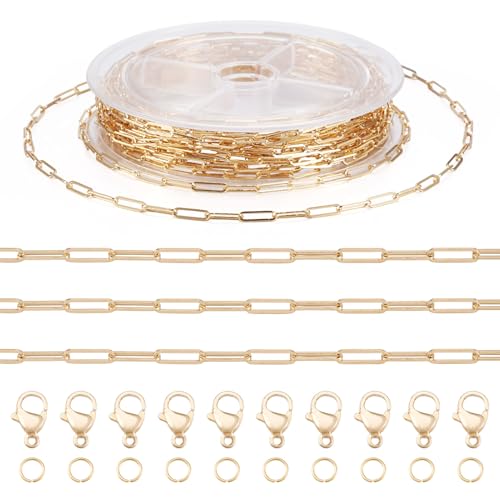 Boutigem Büroklammerkette, Messing, goldfarben, 10 x 2,7 x 0,7 mm, Metallgliederkette, Armband, Halskette, Ketten mit Karabinerverschlüssen, Biegeringe für Schmuckherstellung, 5 m Boutigem Büroklammerkette, Messing, goldfarben, 10 x 2,7 x 0,7 mm, Metallgliederkette, Armband, Halskette, Ketten mit Karabinerverschlüssen, Biegeringe für Schmuckherstellung, 5 m von Boutigem