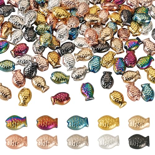 Boutigem Galvanisierte Glas-Fischperlen, Regenbogenbeschichtung, Abstandshalter, Meerestier-Kristallglasperlen, Ozean-Tiere, lose Bastelperlen für selbstgemachte Halsketten, Ohrringe, Schlüsselband Boutigem Galvanisierte Glas-Fischperlen, Regenbogenbeschichtung, Abstandshalter, Meerestier-Kristallglasperlen, Ozean-Tiere, lose Bastelperlen für selbstgemachte Halsketten, Ohrringe, Schlüsselband von Boutigem