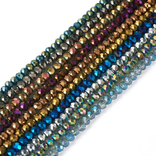 Boutigem Galvanisierte Glas-Rondelle-Perlen, facettierte, runde Kristallperlen für selbstgemachte Halsketten, Armbänder, Ohrringe, Schmuckherstellung, 4 mm, 1250 Stück Boutigem Galvanisierte Glas-Rondelle-Perlen, facettierte, runde Kristallperlen für selbstgemachte Halsketten, Armbänder, Ohrringe, Schmuckherstellung, 4 mm, 1250 Stück von Boutigem