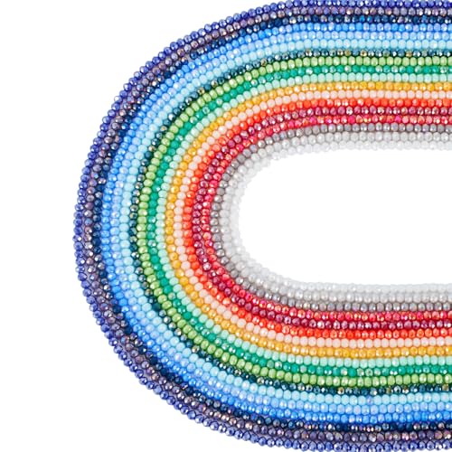 Boutigem Galvanisierte Glasperlen, facettierte Rondelle, undurchsichtig, massiv, lose Abstandshalter, Perlen für Schmuckherstellung, Basteln, Armband, Halskette, Ohrringe, 18 Stränge, 18 Farben von Boutigem