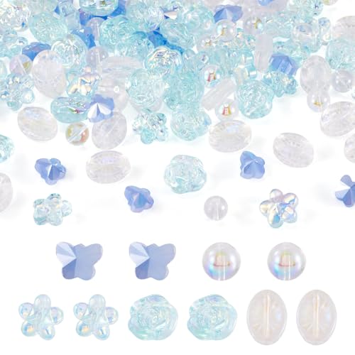 Boutigem Galvanisierte Glasperlen in 5 Stilen, blau, AB-Farbe, transparent, Schmetterlings-Blume, runde Kristallperlen, Ornamente, Party, Heimdekoration, für Schmuckherstellung, Armband, Halskette Boutigem Galvanisierte Glasperlen in 5 Stilen, blau, AB-Farbe, transparent, Schmetterlings-Blume, runde Kristallperlen, Ornamente, Party, Heimdekoration, für Schmuckherstellung, Armband, Halskette von Boutigem