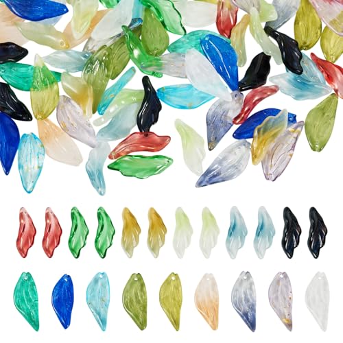 Boutigem Glasblatt-Anhänger in 15 Farben, transparente Kristallblätter, Anhänger für selbstgemachte Armbänder, Halsketten, Ohrringe, Schmuckherstellung, 75 Stück Boutigem Glasblatt-Anhänger in 15 Farben, transparente Kristallblätter, Anhänger für selbstgemachte Armbänder, Halsketten, Ohrringe, Schmuckherstellung, 75 Stück von Boutigem