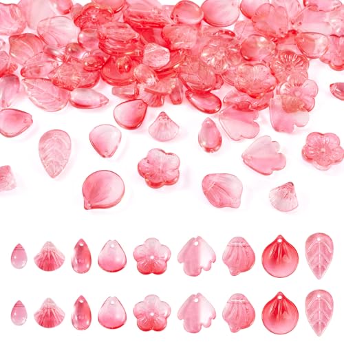 Boutigem Glasperlen-Charms, handgefertigt, Lampwork-Blume, Petaline, Farbverlauf, rosa-rote Kristallblätter, Anhänger, Blütenblatt-Perlenkappen für Bastelarbeiten, Ohrringe, Halsketten Boutigem Glasperlen-Charms, handgefertigt, Lampwork-Blume, Petaline, Farbverlauf, rosa-rote Kristallblätter, Anhänger, Blütenblatt-Perlenkappen für Bastelarbeiten, Ohrringe, Halsketten von Boutigem
