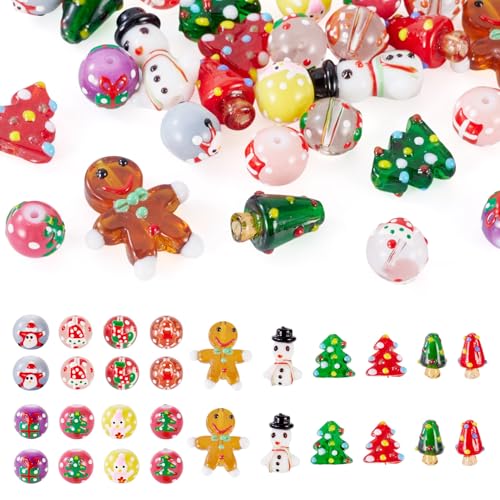 Boutigem Glasperlen für Weihnachten, 14 Stile, Schneemann, Pilz, Weihnachtsbaum, Weihnachtsmann, Perlen für selbstgemachte Halsketten, Armbänder, Ohrringe, Weihnachtsdekoration, 28 Stück Boutigem Glasperlen für Weihnachten, 14 Stile, Schneemann, Pilz, Weihnachtsbaum, Weihnachtsmann, Perlen für selbstgemachte Halsketten, Armbänder, Ohrringe, Weihnachtsdekoration, 28 Stück von Boutigem