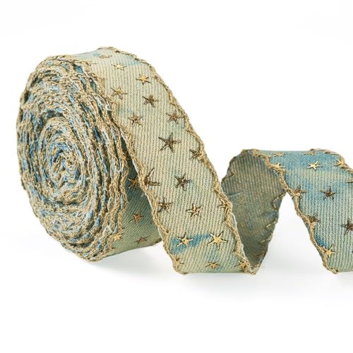 Boutigem Jeansband mit 3D-Stern-Goldprägung, 4,5 m, Goldfolien-Sternapplikation, Nähband, gelbe Schlammfarbe, Jeans-Stoffbänder für Heimwerker, Denim-Schleife, Haarspangen, Nähen, Kleidung, Dekoration Boutigem Jeansband mit 3D-Stern-Goldprägung, 4,5 m, Goldfolien-Sternapplikation, Nähband, gelbe Schlammfarbe, Jeans-Stoffbänder für Heimwerker, Denim-Schleife, Haarspangen, Nähen, Kleidung, Dekoration von Boutigem