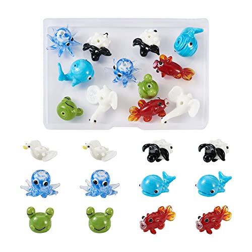 Boutigem Lampwork-Perlen, Gans, Schaf, Wal, Goldfisch, Oktopus, Frosch, Tierperlen für Schmuckherstellung, Armband, Halskette, Aquarium-Dekoration, 12 Stück Boutigem Lampwork-Perlen, Gans, Schaf, Wal, Goldfisch, Oktopus, Frosch, Tierperlen für Schmuckherstellung, Armband, Halskette, Aquarium-Dekoration, 12 Stück von Boutigem