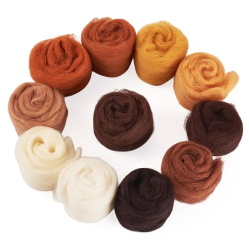 Boutigem Nadelfilzwolle, 11 Farben, 55 g, Braun, zum Basteln, Spinnfaser, Wolle, Vorgarn für Nadelfilzen, grobes handgemachtes Garn für Anfänger, Handspinnen, Weben und Mischen Boutigem Nadelfilzwolle, 11 Farben, 55 g, Braun, zum Basteln, Spinnfaser, Wolle, Vorgarn für Nadelfilzen, grobes handgemachtes Garn für Anfänger, Handspinnen, Weben und Mischen von Boutigem