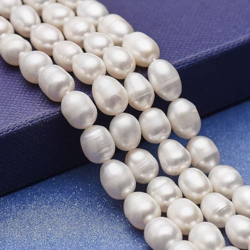 Boutigem Natürliche Süßwasser-Zuchtperlen, weiße, ovale Perlen, 6,5 - 7 mm, für Schmuckherstellung, 35 Stück von Boutigem