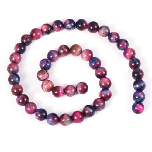 Boutigem Natürliche Tigerauge, runde Steinperlen, Edelsteinperlen für Schmuckherstellung, Basteln, Armband, Halskette, Ohrringe, Dunkelgrün, 47 Stück von Boutigem