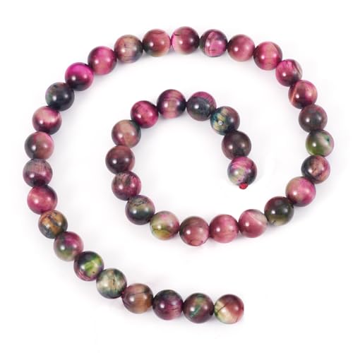 Boutigem Natürliche Tigeraugen-Perlen, 8 mm, runde Steinperlen für Schmuckherstellung, Basteln, Armband, Halskette, Ohrringe, Blau, 47 Stück von Boutigem