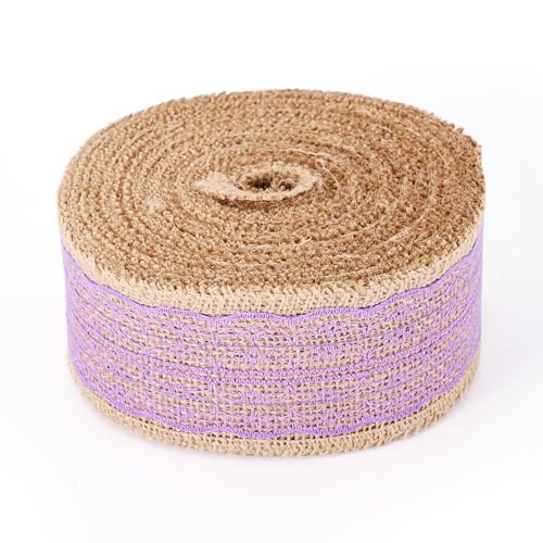 Boutigem Natürliches Juteband mit rosa Spitze, Drahtrand, Jutebänder für Schmuckherstellung, Handwerk, rustikale Hochzeitsdekoration, Party-Dekoration, 10 m von Boutigem