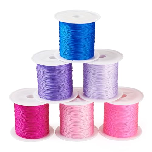 Boutigem Nylonschnur, chinesischer Knoten, 0,4 mm, Nylonband, Perlenfaden für DIY, Makramee, Handwerk, geflochtene Freundschaftsarmbänder, Halsketten, Schmuckherstellung, 6 Rollen von Boutigem