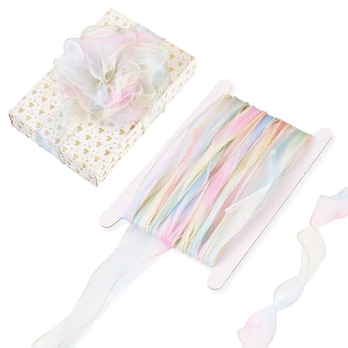 Boutigem Organzaband, Chiffon, durchscheinend, 55 mm breit, Farbverlauf, Fischschwanz-Garnbesatz für Bastelarbeiten, Geschenkverpackungen, Blumensträuße, Girlanden, Hochzeit, Zuhause, Party, von Boutigem