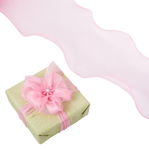 Boutigem Organzaband, durchscheinendes Organzaband, Drahtbänder für Schleifen, Verpackungen, Hochzeitseinladungen, Blumenstrauß, Girlande, Weihnachtsfeier, Dekoration, Hot Pink, 12 m von Boutigem