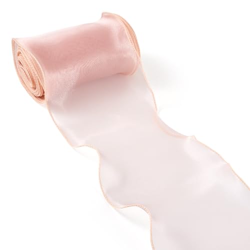 Boutigem Organzaband, durchscheinendes Organzaband, Drahtbänder für Schleifen, Verpackungen, Hochzeitseinladungen, Blumenstrauß, Girlande, Weihnachtsfeier, Dekoration, PfirsichPuff, 12 m Boutigem Organzaband, durchscheinendes Organzaband, Drahtbänder für Schleifen, Verpackungen, Hochzeitseinladungen, Blumenstrauß, Girlande, Weihnachtsfeier, Dekoration, PfirsichPuff, 12 m von Boutigem