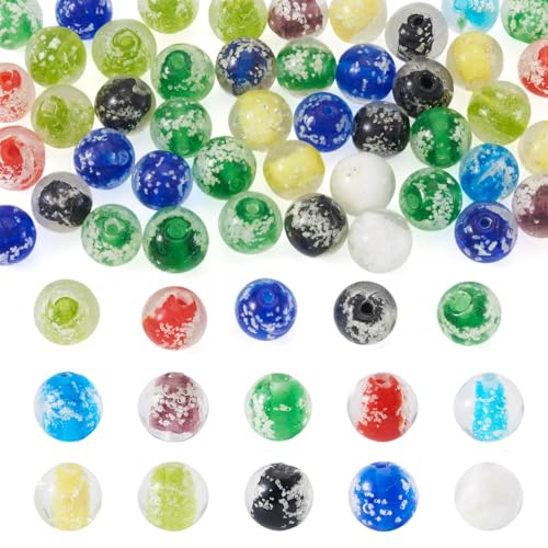 Boutigem Runde Lampwork-Perlen, leuchtend, bunt, handgefertigt, runde Glasperlen für Bastelarbeiten, Armbänder, Ohrringe, Schmuckherstellung, 12 mm, 50 Stück Boutigem Runde Lampwork-Perlen, leuchtend, bunt, handgefertigt, runde Glasperlen für Bastelarbeiten, Armbänder, Ohrringe, Schmuckherstellung, 12 mm, 50 Stück von Boutigem
