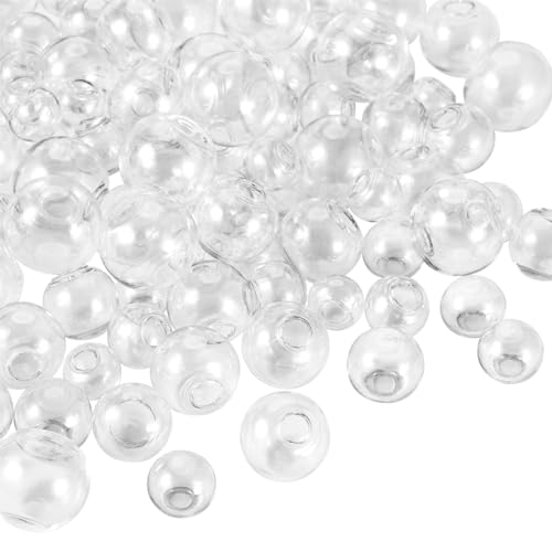 Boutigem Runde geblasene Glasperlen, 10–18 mm, halbes Loch, klare Kristallglaskugeln, Flaschen für DIY-Schmuck, Anhänger, Ohrringe, Handwerk, Schmuckherstellung, 100 Stück von Boutigem