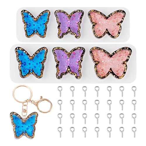 Boutigem Schmetterlings-Silikonformen für Epoxidharz, DIY-Schmetterling-Ornamente, Harzformen mit Schraubösen, Insekten-, Tierschmuck, Anhänger-Gussformen für Schlüsselanhängerherstellung, 2 Stück Boutigem Schmetterlings-Silikonformen für Epoxidharz, DIY-Schmetterling-Ornamente, Harzformen mit Schraubösen, Insekten-, Tierschmuck, Anhänger-Gussformen für Schlüsselanhängerherstellung, 2 Stück von Boutigem