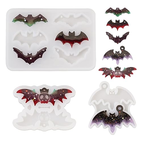 Boutigem Silikonform mit Fledermaus-Anhänger für Halloween, Fledermaus, Totenkopf, Charms, Kunstharz, verspiegelt, Epoxidharz, Form für baumelnde Halsketten, Schlüsselanhänger, Halloween, gruselige Boutigem Silikonform mit Fledermaus-Anhänger für Halloween, Fledermaus, Totenkopf, Charms, Kunstharz, verspiegelt, Epoxidharz, Form für baumelnde Halsketten, Schlüsselanhänger, Halloween, gruselige von Boutigem