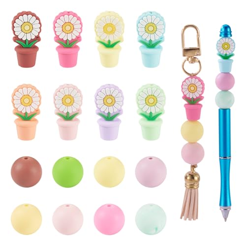 Boutigem Silikonperlen, 3D-Blume, Silikonperlen für Stiftdekoration, runde lose Perlen für Schmuckherstellung, Basteln, Armband, Halskette, Ohrringe, Schlüsselanhänger, 24 Stück Boutigem Silikonperlen, 3D-Blume, Silikonperlen für Stiftdekoration, runde lose Perlen für Schmuckherstellung, Basteln, Armband, Halskette, Ohrringe, Schlüsselanhänger, 24 Stück von Boutigem