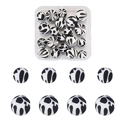 Boutigem Silikonperlen mit Zebra-Druck, rund, lose Perlen, 14,5 mm, 11,5 mm, Silikonperlen für DIY-Halsketten, Armbänder, Ohrringe, Schmuckherstellung, 20 Stück Boutigem Silikonperlen mit Zebra-Druck, rund, lose Perlen, 14,5 mm, 11,5 mm, Silikonperlen für DIY-Halsketten, Armbänder, Ohrringe, Schmuckherstellung, 20 Stück von Boutigem
