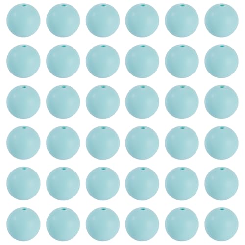 Boutigem Silikonperlen zur Herstellung von Schlüsselanhängern, 15 mm, runde Silikonperlen für Schmuckherstellung, DIY, Handwerk, Stifttasche, Heimdekoration, Aquamarin, 50 Stück von Boutigem