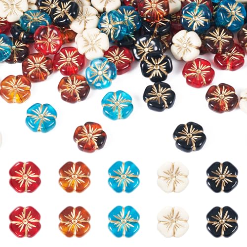 Boutigem Transparente Blumen-Acrylperlen, goldfarbene Metallperlen, für selbstgemachte Schmuckherstellung, Armband, Halskette, Handykette, Schlüsselanhänger, 80 Stück Boutigem Transparente Blumen-Acrylperlen, goldfarbene Metallperlen, für selbstgemachte Schmuckherstellung, Armband, Halskette, Handykette, Schlüsselanhänger, 80 Stück von Boutigem