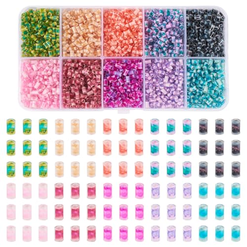 Boutigem Transparente Glas-Rocailles, 80 g, 10 Farben, kleine Spalte, Kristall-Abstandshalter, Perlen für Bastelarbeiten, Halsketten, Armbänder, Ohrringe, Schmuckherstellung Boutigem Transparente Glas-Rocailles, 80 g, 10 Farben, kleine Spalte, Kristall-Abstandshalter, Perlen für Bastelarbeiten, Halsketten, Armbänder, Ohrringe, Schmuckherstellung von Boutigem