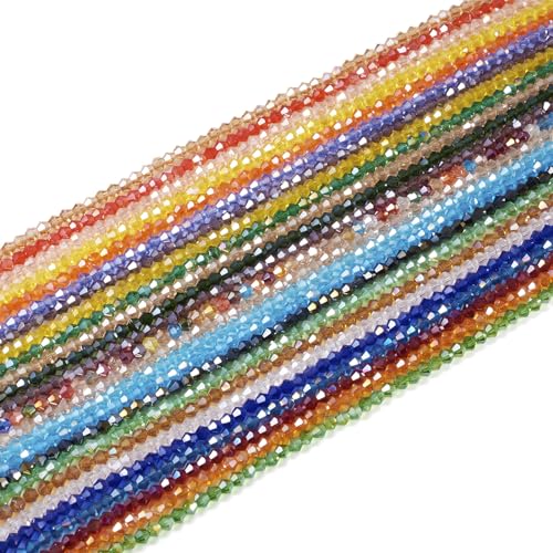 Boutigem Transparente Glasperlen, AB-Farbe, facettiert, Doppelkegel, Kristallperlen für Schmuckherstellung, DIY, Handwerk, 2450 Stück von Boutigem