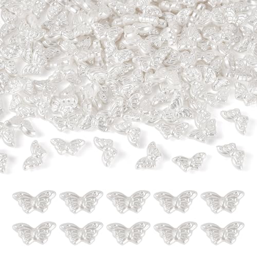 Boutigem Weiße Schmetterlings-Acrylperlen, Schmetterling, ABS-Imitationsperle, Kunststoffperlen, Insekten, Tierperlen, Insekten, Tiere, niedliche ästhetische Perlen für Bastelarbeiten, Ohrringe von Boutigem