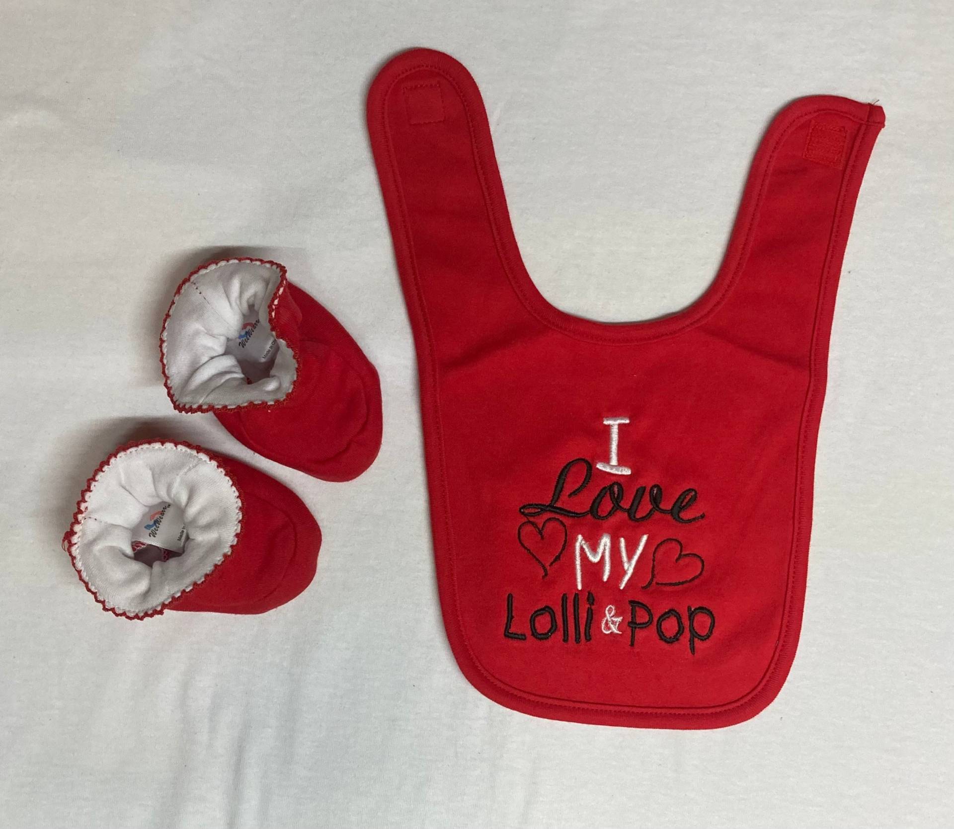 I Love My Lolli & Pop Baby Lätzchen Und Booties I Love My Lolli & Pop Baby Lätzchen Und Booties von BoutiqfullyYours