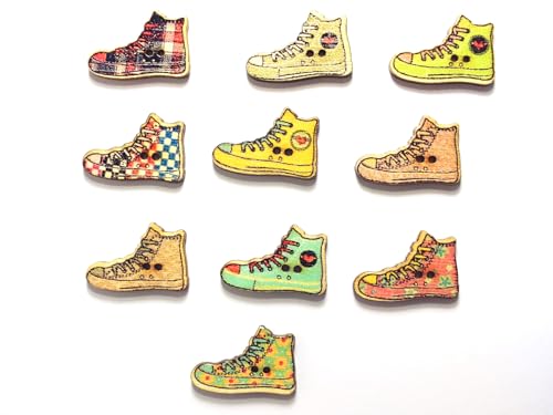 10 Holzknöpfe: Schuhe 27 x 18 mm (01) von Boutique d'isacrea