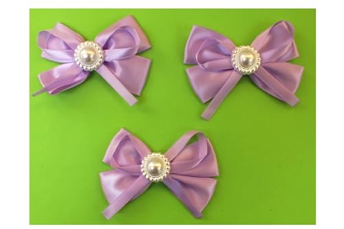 3 Stück Stoffapplikationen: Fliege lila + Perle 7 x 5 cm (02) von Boutique d'isacrea