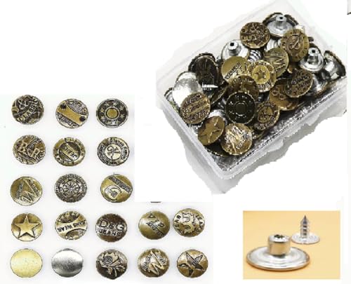 30 Metallknöpfe, 20 mm, rund, für Jeans von Boutique d'isacrea