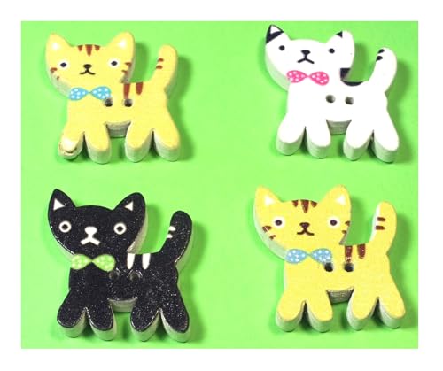 4 Holzknöpfe: Katze, 24 x 23 mm (07) von Boutique d'isacrea