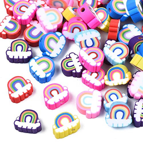 50 Stück Polymer-Ton-Perlen: Regenbogen, 10 x 9 mm (01) von Boutique d'isacrea